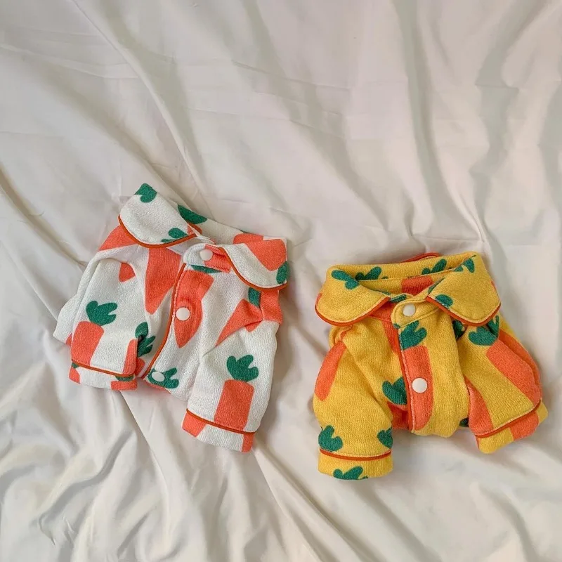 INS 1/Set de ropa para cachorros de zanahoria, pijamas de lujo para perros, pijamas de peluche de seda suave, abrigo para mascotas, ropa para perros pequeños Shih Tzu - imagen 5