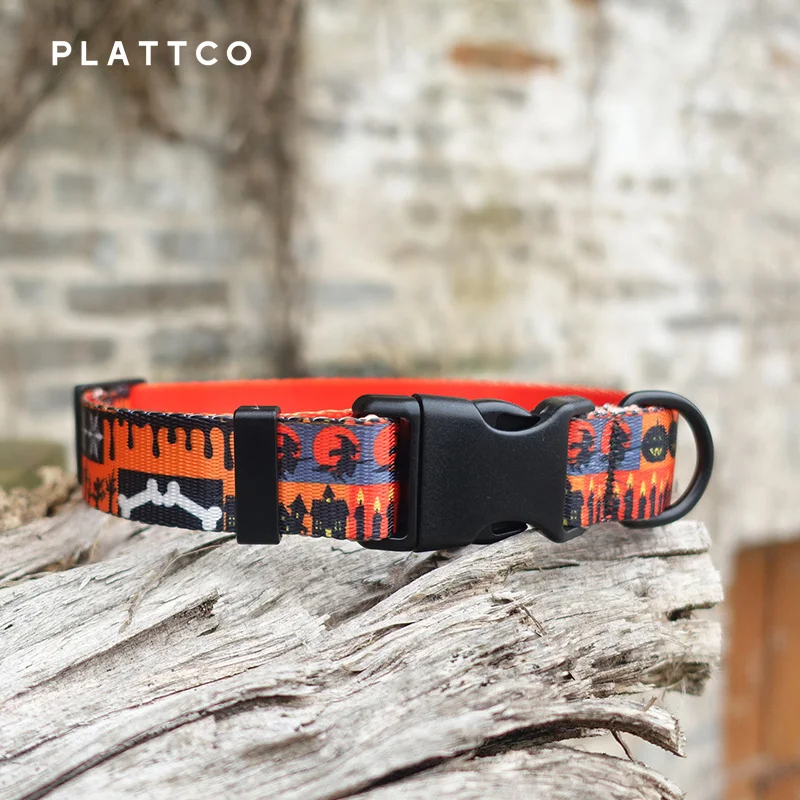 PLATTCO Collar para perro único HAPPY HALLOWEEN conveniente para caminar al perro accesorio para perros pequeños, medianos y grandes 5 tamaños PDC339 - imagen 2