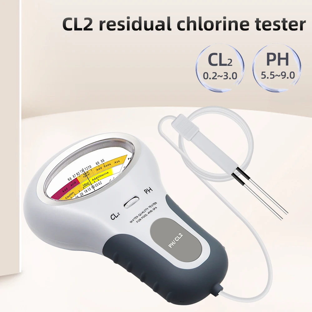 Medidor de cloro PH 2 en 1, PC-102, probador de PH, dispositivo de prueba de calidad del agua y cloro, medición CL2 para piscina y acuario