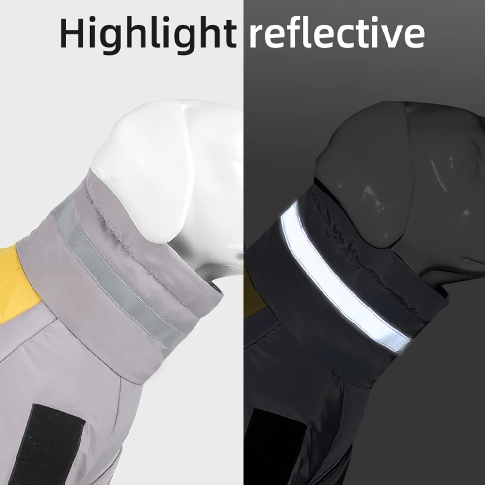 Chaqueta de plumón para perro grande con cuello alto, abrigo reflectante impermeable para mascotas de invierno para perros medianos y grandes, ropa para mascotas Weimaraner Doberman - imagen 4