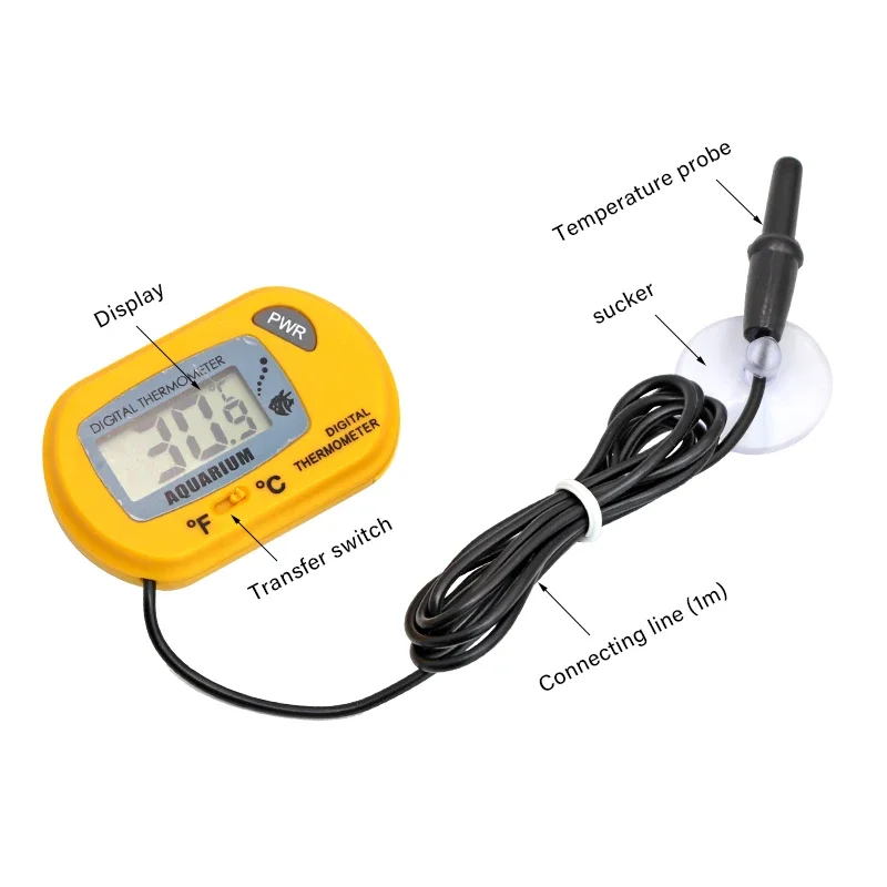 Termómetro Digital LCD para acuario, medidor de temperatura del agua, Detector de temperatura para acuario, alarma de peces, suministros para mascotas, herramienta acuática - imagen 3