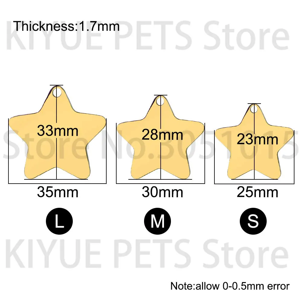 Venta al por mayor, 100 Uds., estrella de acero inoxidable, colgante de joyería DIY, nombre personalizado para hombre, etiqueta de identificación de perro, Collar decorativo para mascotas - imagen 2