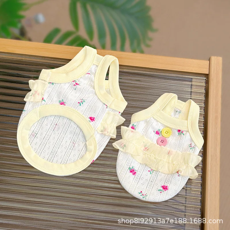 Pet Spring Floral Strap Top Thin Breathable Top Small Dog Teddy Pet Cooling Vest for Dog Puppy Clothes - imagen 4