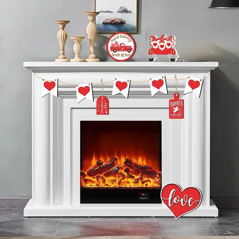 Decoraciones de madera para bandeja escalonada, adornos de patrón de amor, decoración de temporada reutilizable para armarios, puertas, mesa de comedor - imagen 4