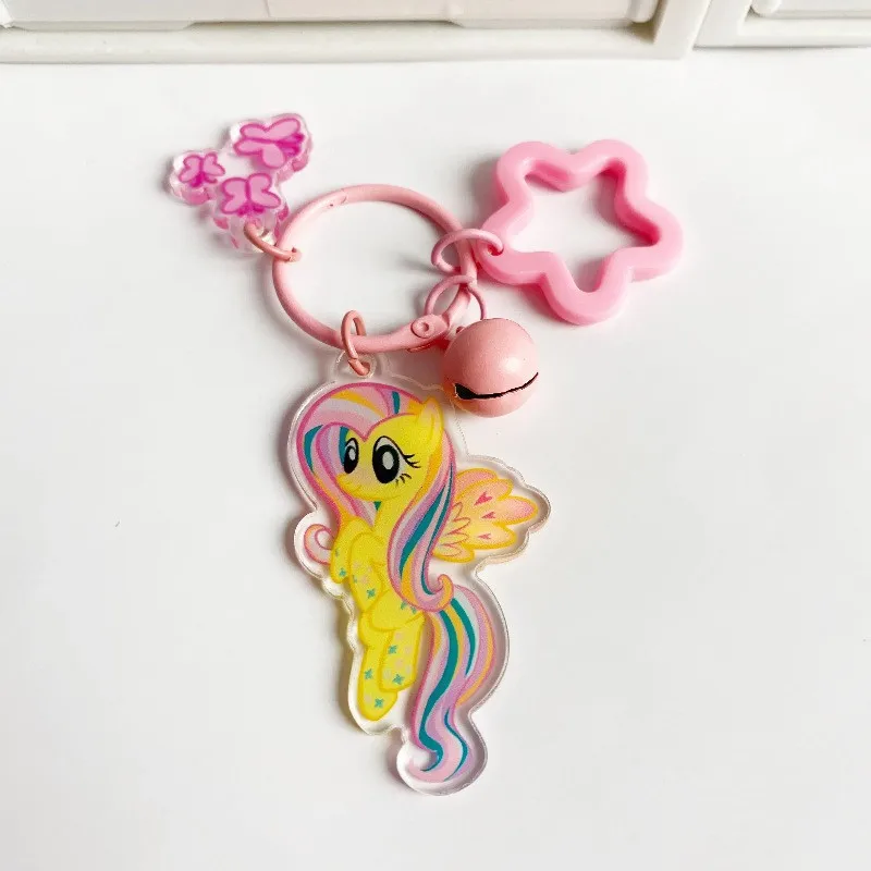 Llavero con purpurina My Little Pony Fluttershy Pinkie Pie, colgante de estrella acrílica, accesorios, llavero Kawaii de Anime, regalo de cumpleaños, 6 uds. - imagen 3