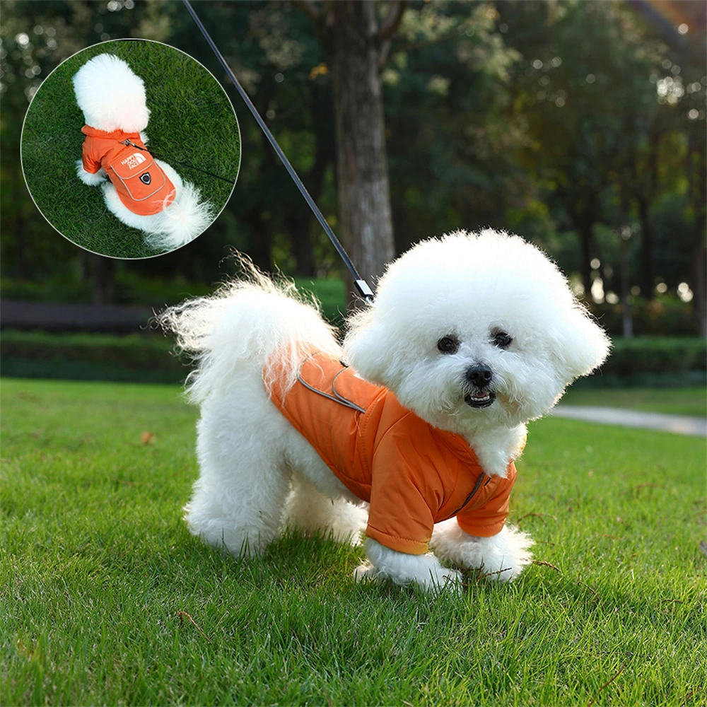 Chaqueta cálida a prueba de viento para perros, chaleco, ropa de invierno para mascotas con arnés, abrigo para perro Bulldog Francés, Chihuahua, disfraz para cachorros pequeños y medianos - imagen 2