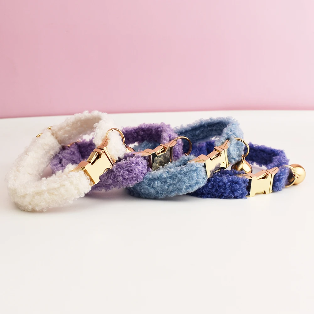 Collar de gato de peluche con placa de nombre, pajarita con campana, collares de gato grabados personalizados para gatos - imagen 2