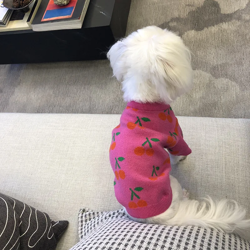 Suéter de invierno para perros con estampado de cereza - abrigo cálido - imagen 5
