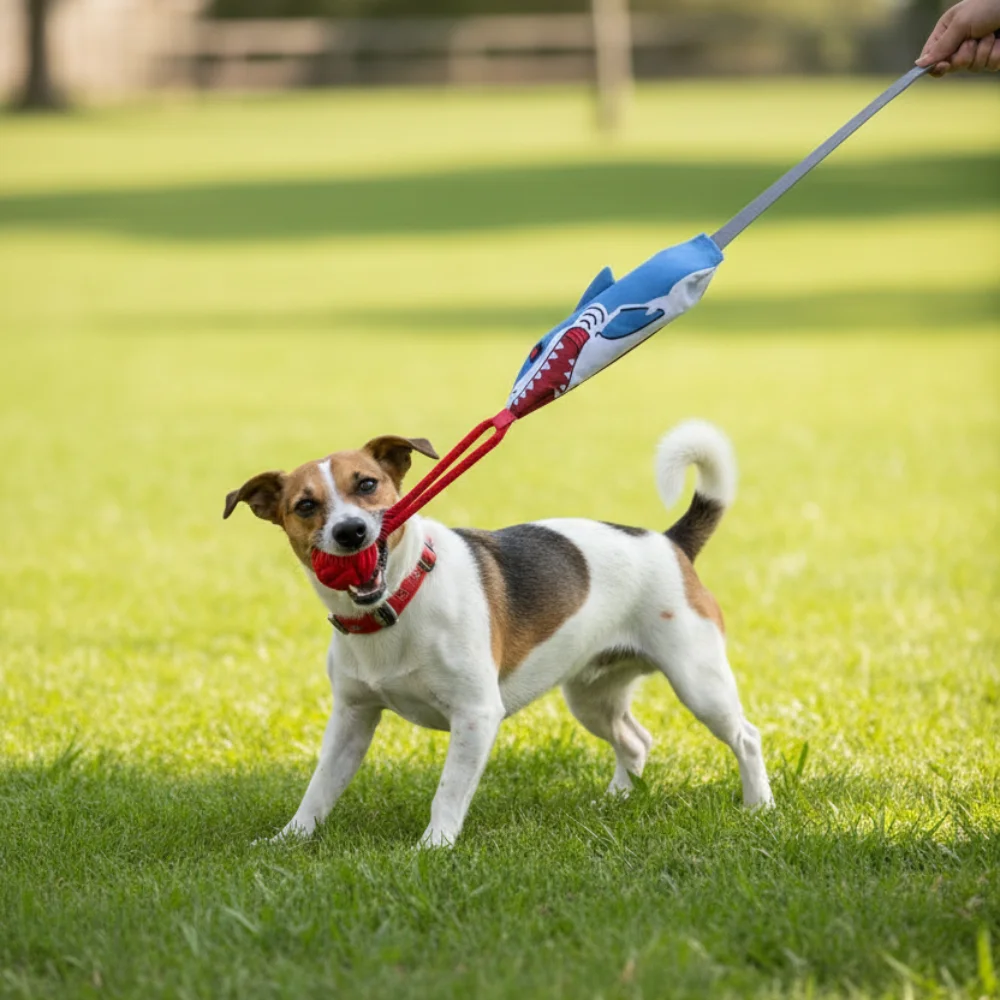 Juguete extractor de cuerda de tiburón con ventosa: masticable interactivo chirriante para cachorros y perros pequeños: juego propio y dentición con soporte seguro - imagen 2