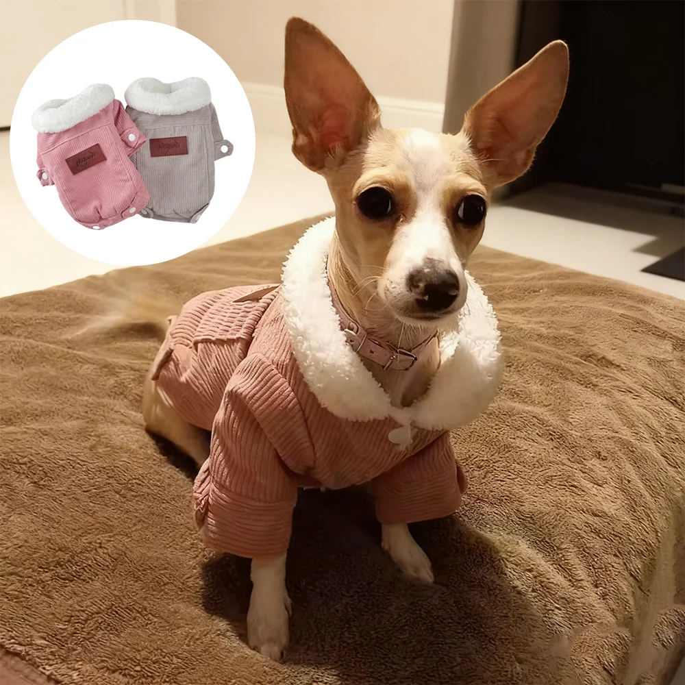 Parka cálida de lana para mascotas, chaqueta de felpa de pana para perros pequeños y medianos, ropa suave y gruesa para mascotas, abrigo Schnauzer