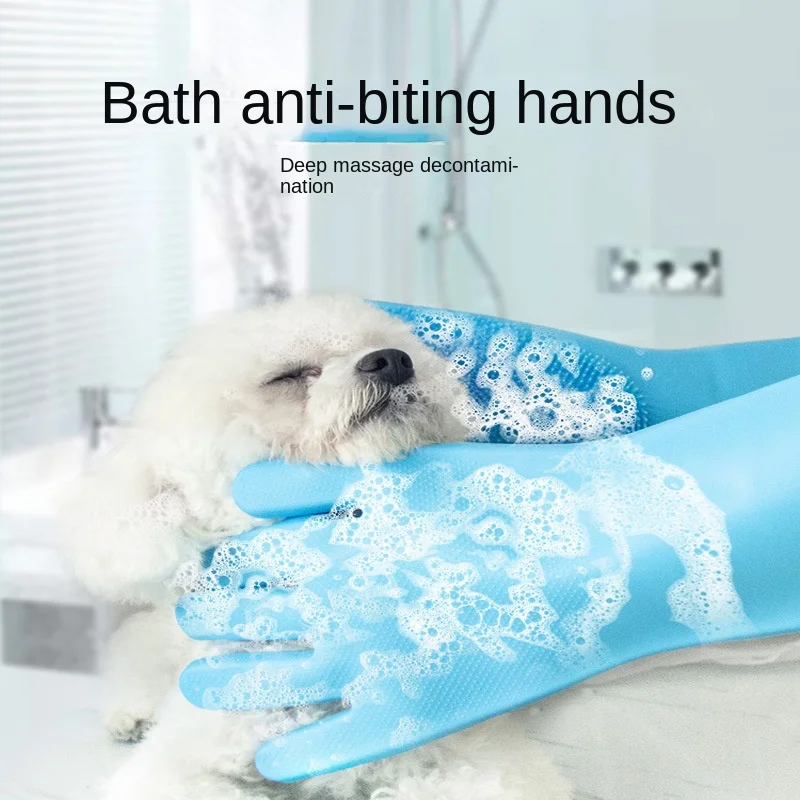 Guantes de ducha para perros y gatos, cepillos para gatos, cepillos de masaje para baño de silicona, herramientas divinas para productos de baño para perros, accesorios para mascotas