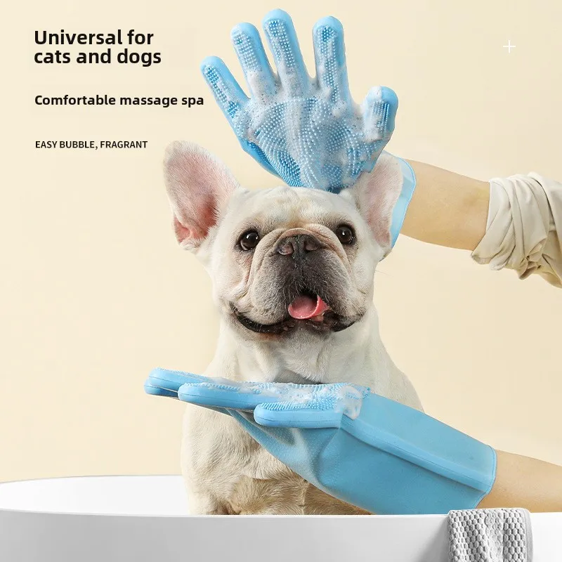 Guantes de baño para mascotas, cepillo de baño grueso a prueba de mordeduras, productos para perros y gatos, suministros, guantes de aseo, accesorios de belleza para limpieza - imagen 2
