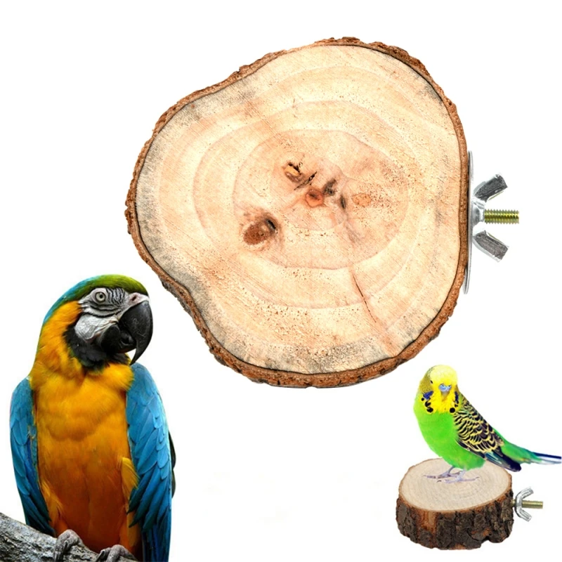 Soporte redondo de madera para pájaros, ardilla, loro, plataforma para mascotas, pájaro, ardilla, Chinchilla, loro, muelle de madera, plataforma de buceo, juguete para pájaros - imagen 2