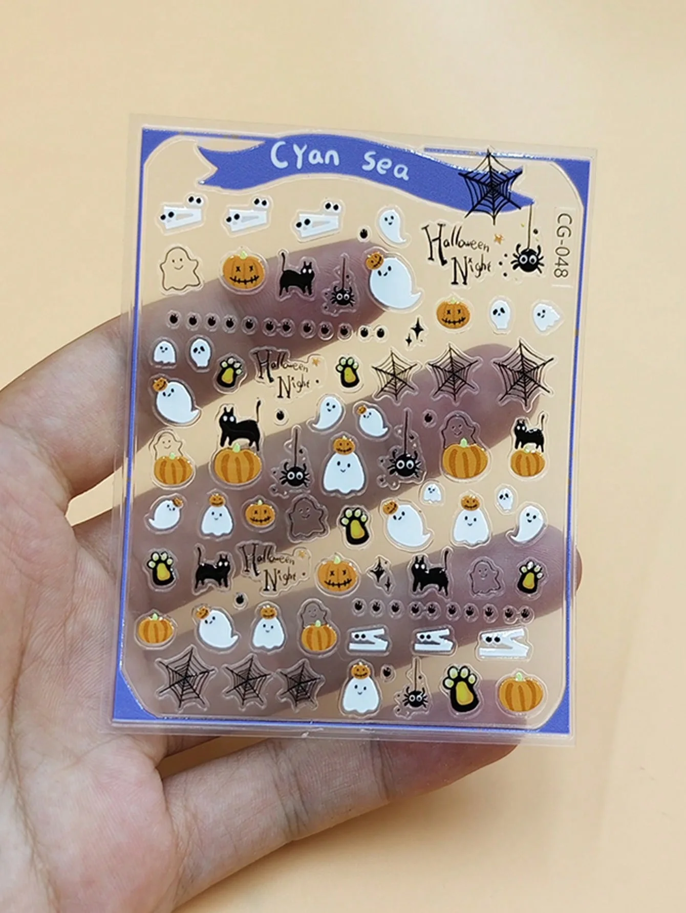Pegatinas Halloween para uñas de gato – Fantasma y calabaza - imagen 5