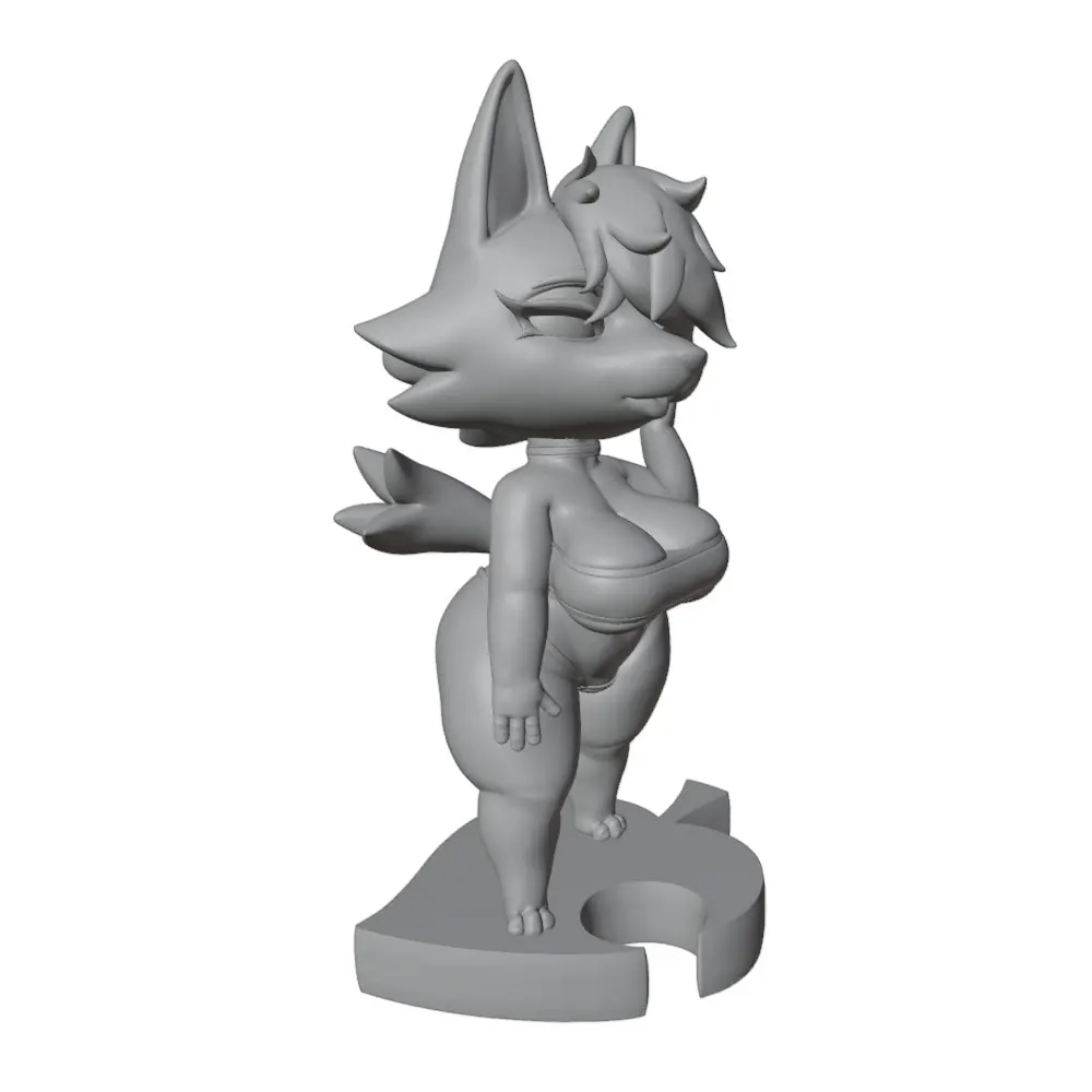 Estatua de anime 3D gris para gatos y perros – Foxy Wolfy sin montar - imagen 4