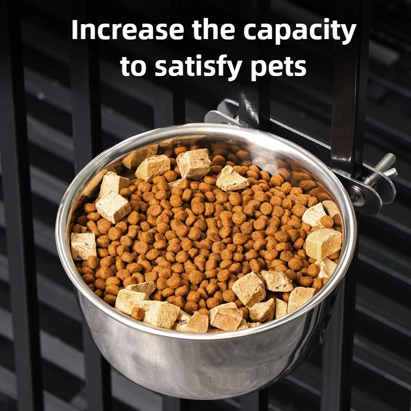 Cuenco de acero inoxidable para mascotas, alimentador lento, soporte de doble tornillo, cuenco para perros, colgante de comida, cuencos fijos portátiles para perros y gatos, suministros de agua para mascotas