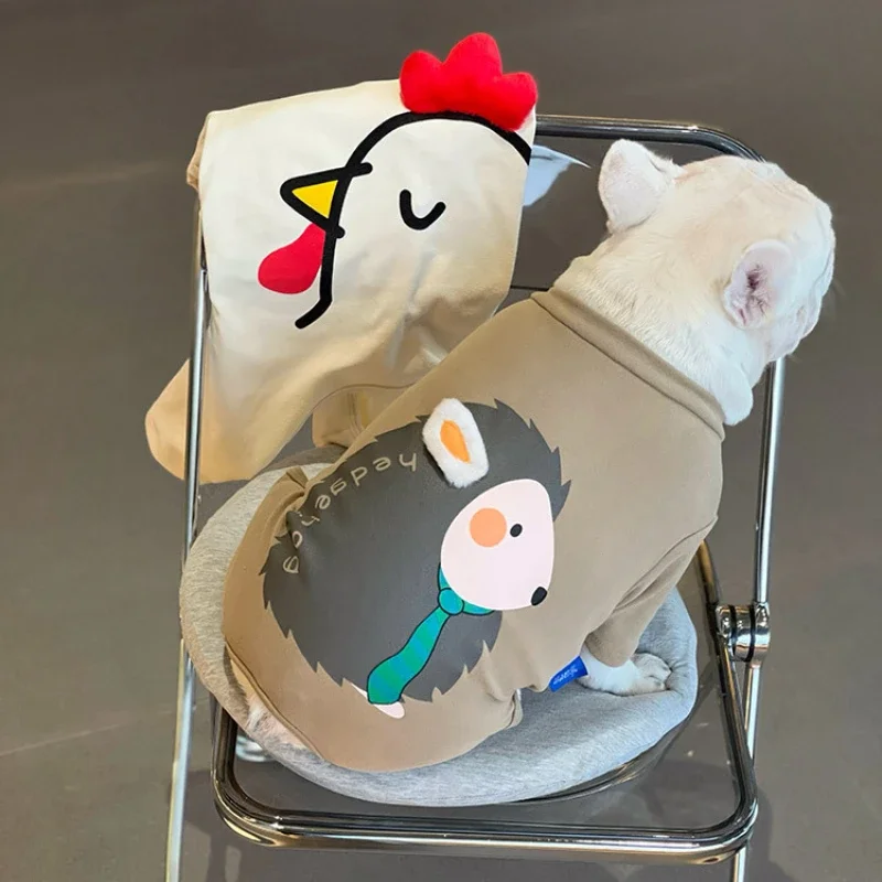 Invierno lindo estampado De dibujos animados De terciopelo cálido mascota traje De cuatro patas mono para perro cachorro Bulldog Francés Schnauzer ropa De algodón para perros - imagen 4