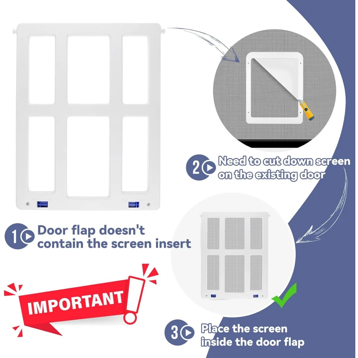 ATUBAN Puerta para gatos para puerta con pantalla, solapa magnética con cierre automático, puerta interior con pantalla para mascotas con cerradura de 10,3 x 8,3 pulgadas para puertas correderas - imagen 5