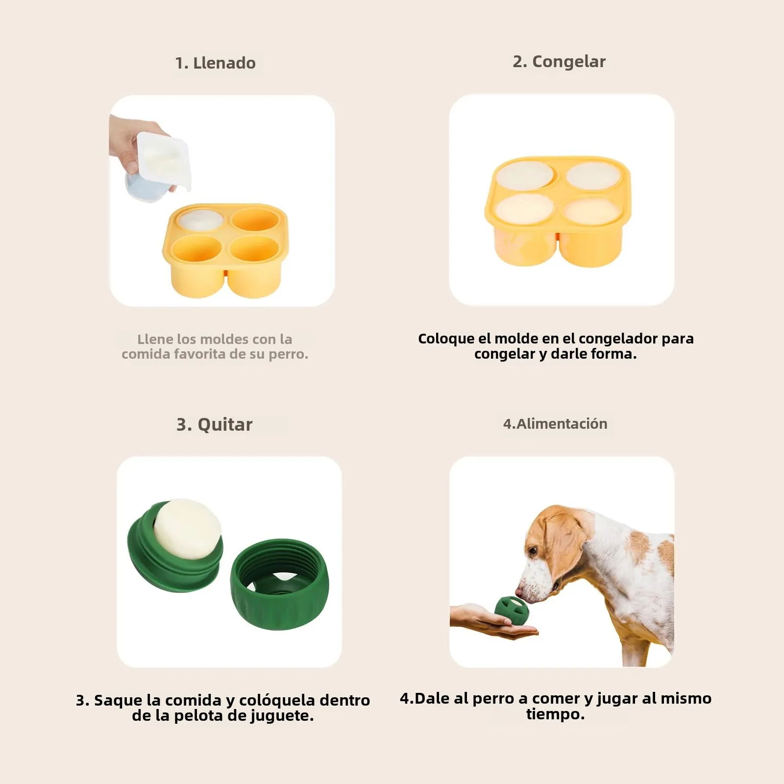 Juguetes para masticar para perros, bandeja para congelar y tratar, juguete para tratar rellenable de larga duración y moldes de silicona para enfriar el verano, alivia la ansiedad del perro - imagen 4