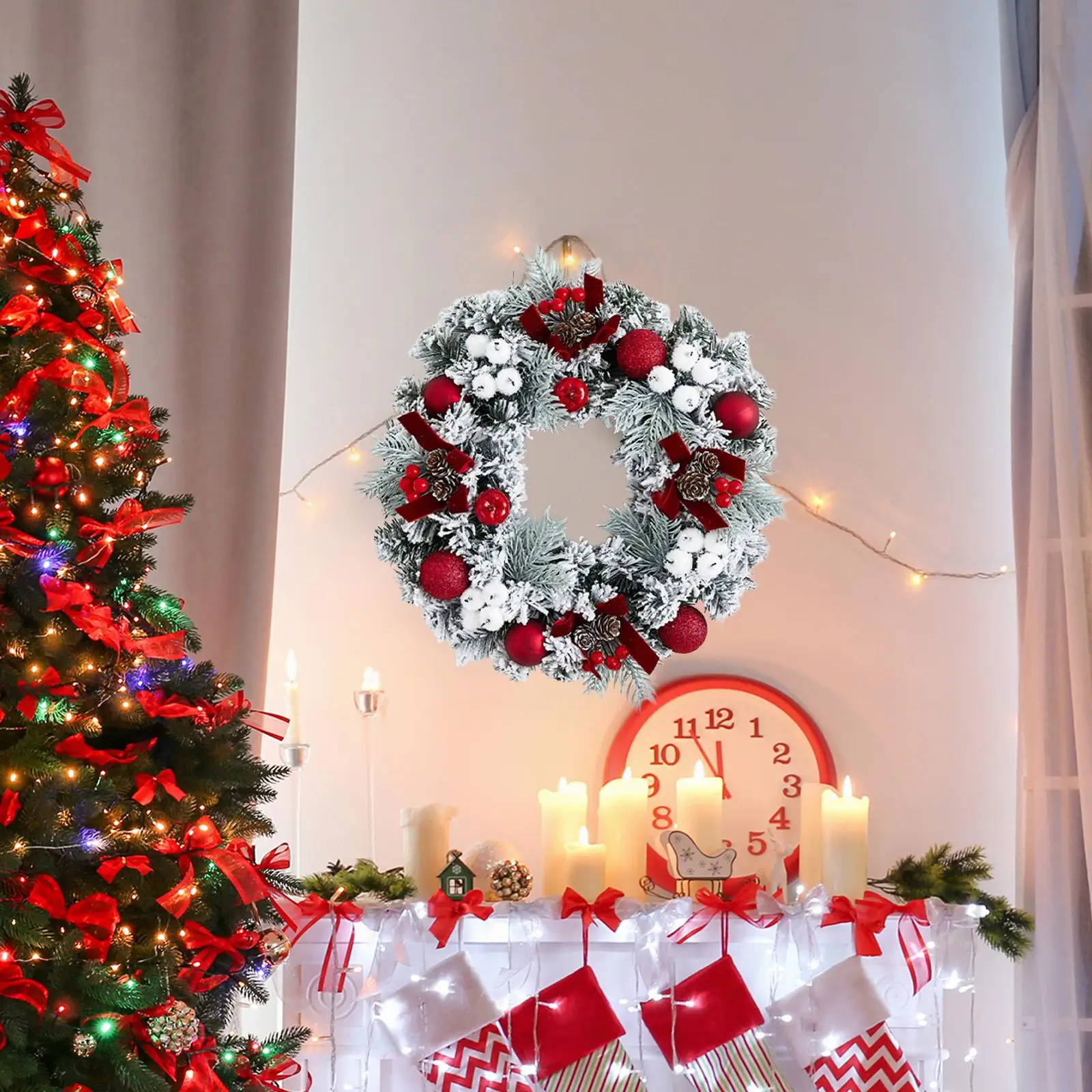 Guirnalda navideña decorativa para colgar en la pared, adorno rústico, guirnalda navideña para fiesta, ventana, hogar, granja, Patio