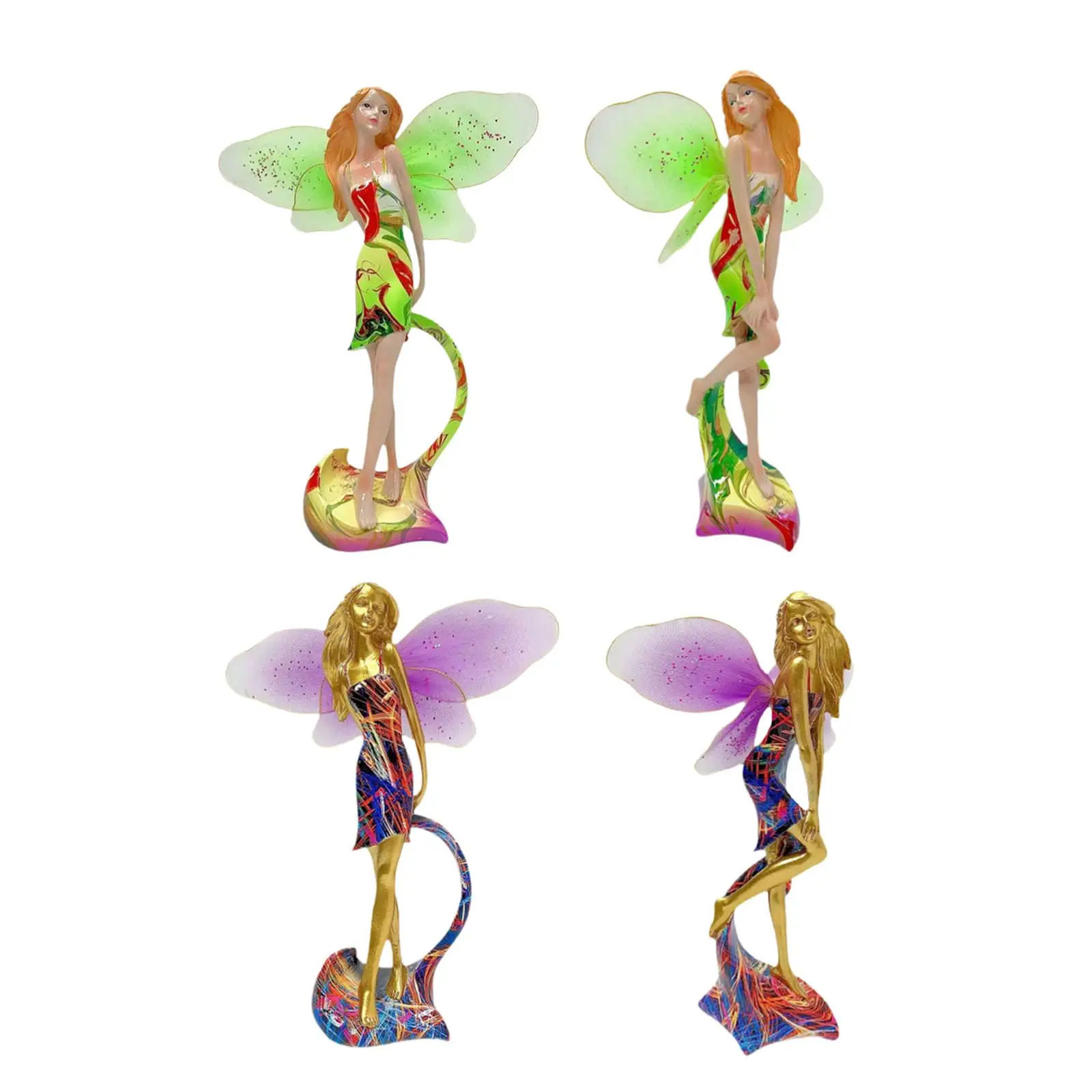Estatuilla de resina de jardín de hadas, escultura decorativa de elfo y mariposa, decoración de Patio, estatua de niña para casa, estantería, sala de estar - imagen 3