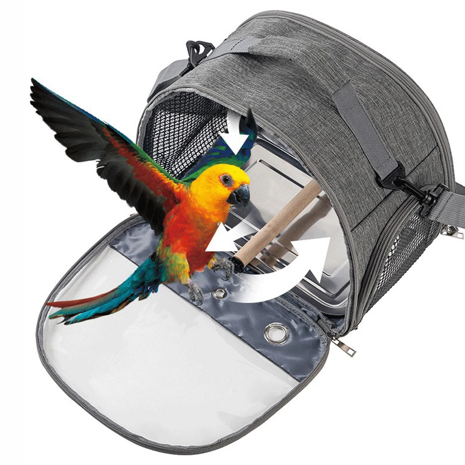 Mochila plegable para transportar mascotas con ventana transparente, bolsa de viaje portátil para mascotas pequeñas, ratas, conejos y pájaros ​ - imagen 4