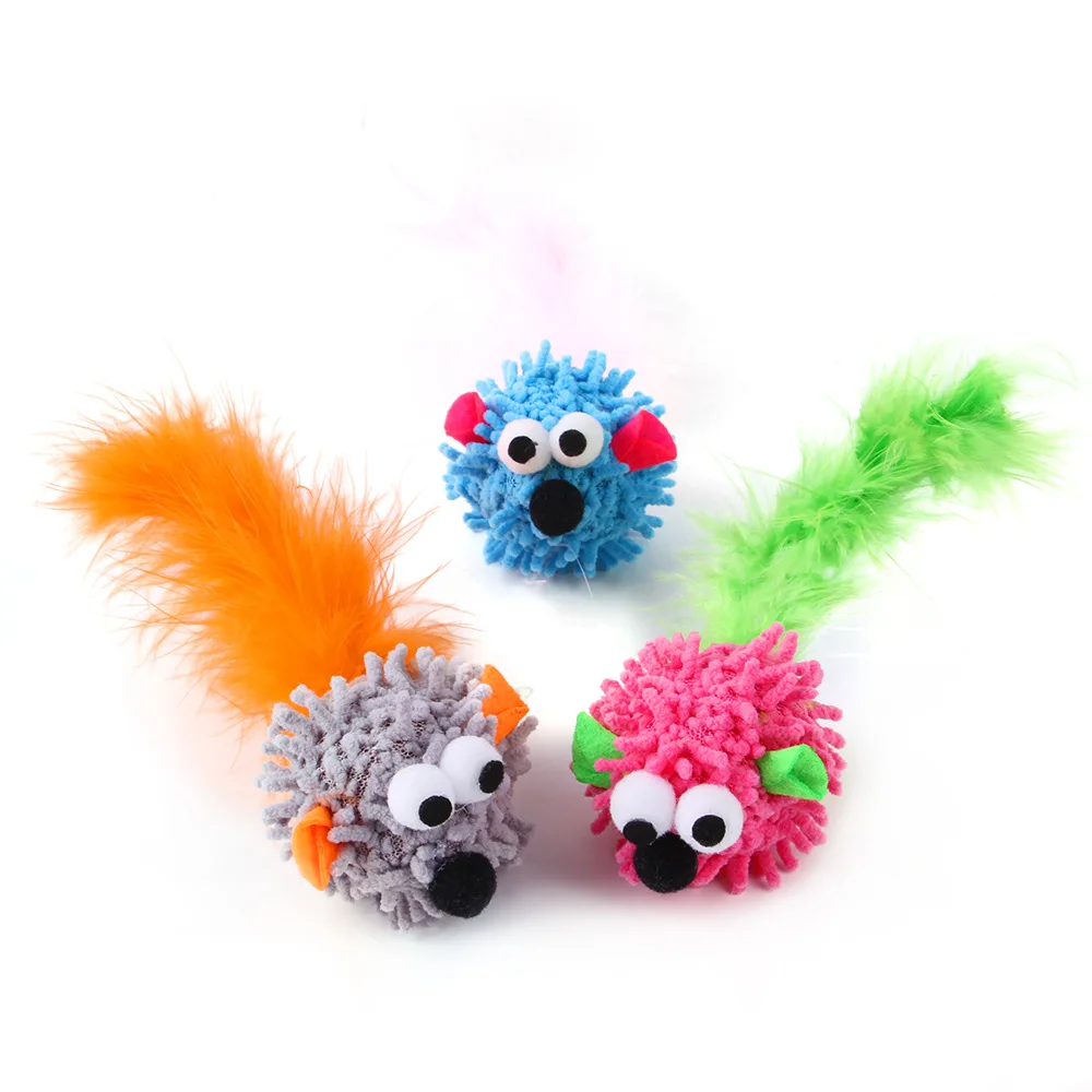 3 uds/2 uds color aleatorio cola larga ratón gato juguete de peluche gatito juguete interactivo para mascotas - imagen 4