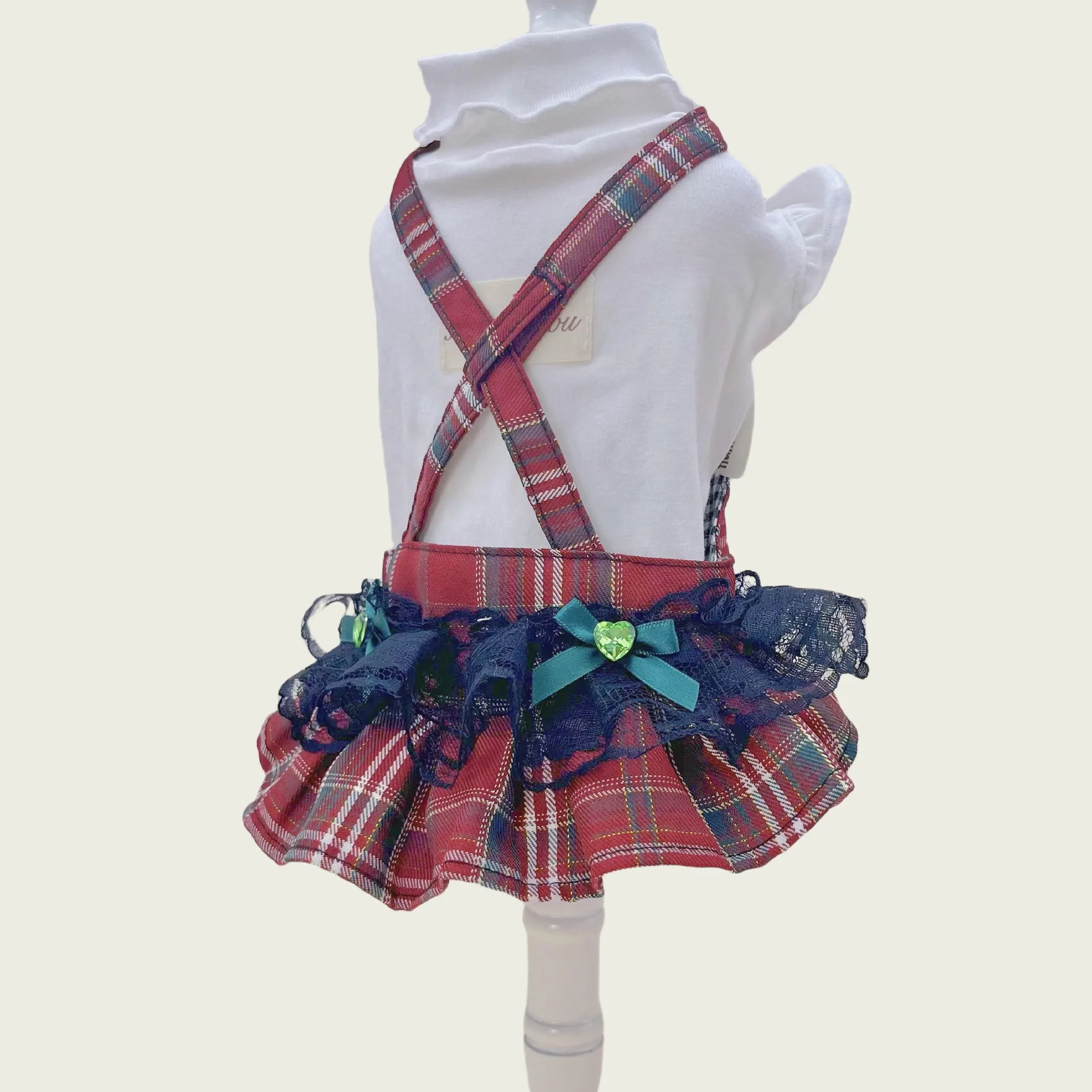 Falda con tirantes para otoño/invierno para mascotas, vestido deslizante con cuello alto, abrigo inferior, ropa para perros pequeños, ropa para cachorros - imagen 2