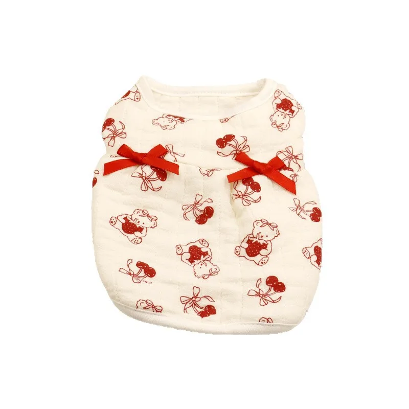Mascotas Otoño/Invierno lindo oso vestido con lazo gato pijama para el hogar abrigo para mascotas ropa para perros pequeños ropa para cachorros - imagen 4