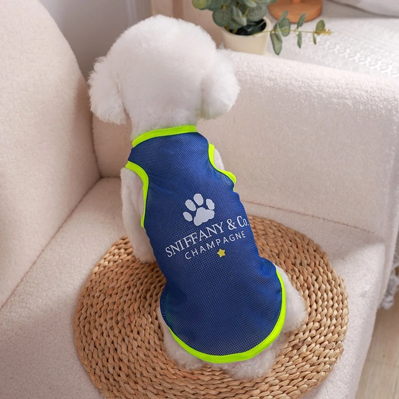 Chaleco de malla de dibujos animados para perros pequeños y medianos, monos de verano transpirables Unisex para Gato, protector solar para exteriores, monos para gato Bulldog Francés - imagen 5