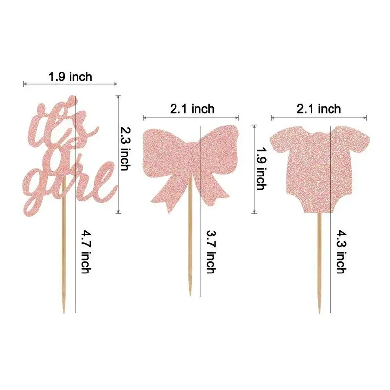 Adornos para cupcakes para niños y niñas, suministros de decoración de fiesta de revelación de género, color rosa y azul, Decoración de Pastel de postre de comida para Baby Shower, 12 piezas - imagen 2