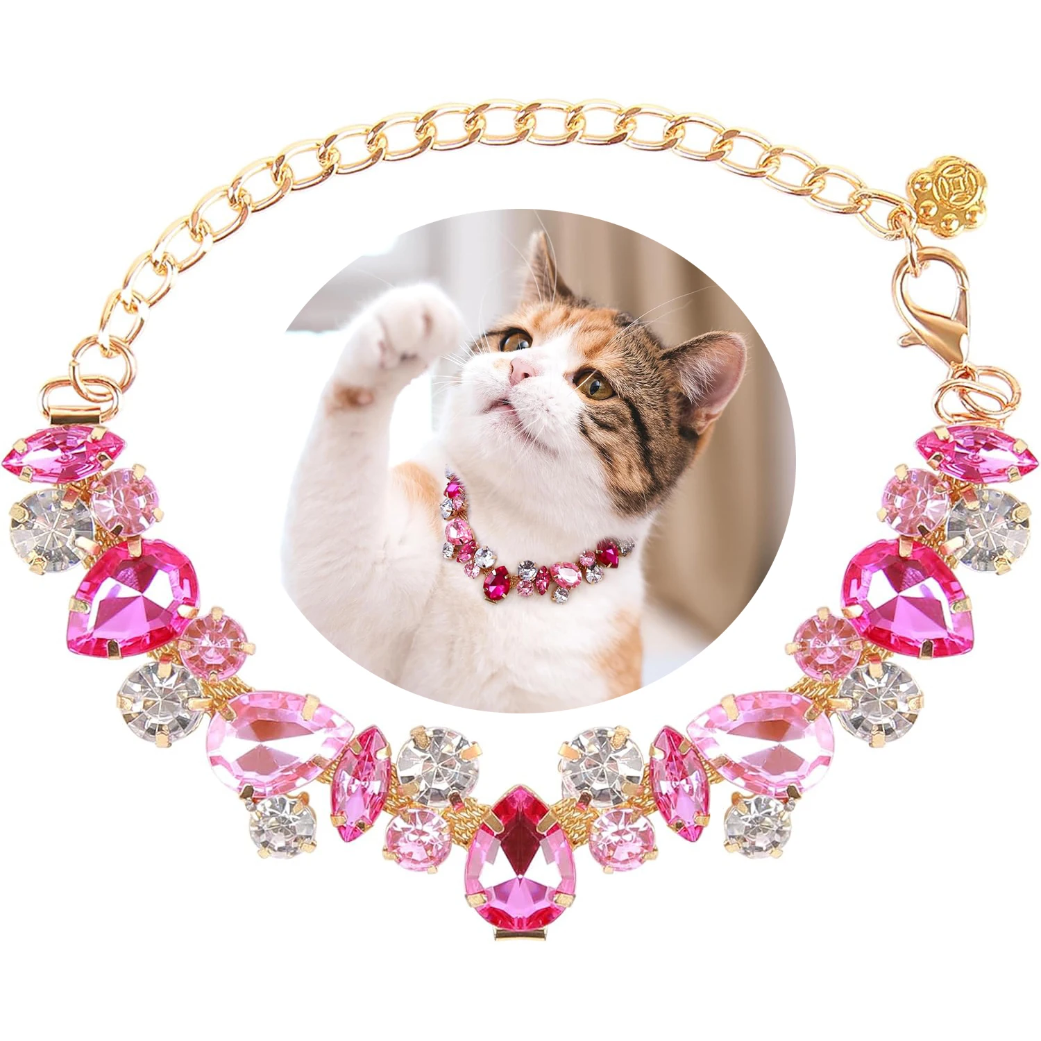 Accesorios de joyería de cristal para Gato, Collar ajustable de lujo con piedras preciosas ostentosas para cachorros y gatitos, a la moda