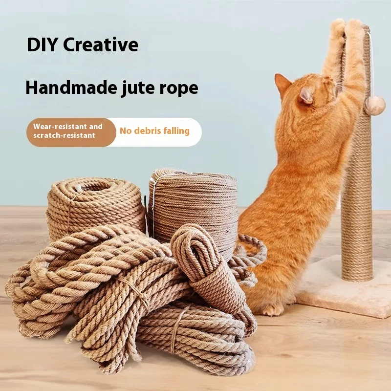 Cuerda de Sisal Natural para árbol de gato DIY, poste rascador, cuerda de repuesto, afilador de garras, Protector de muebles de juguete duradero
