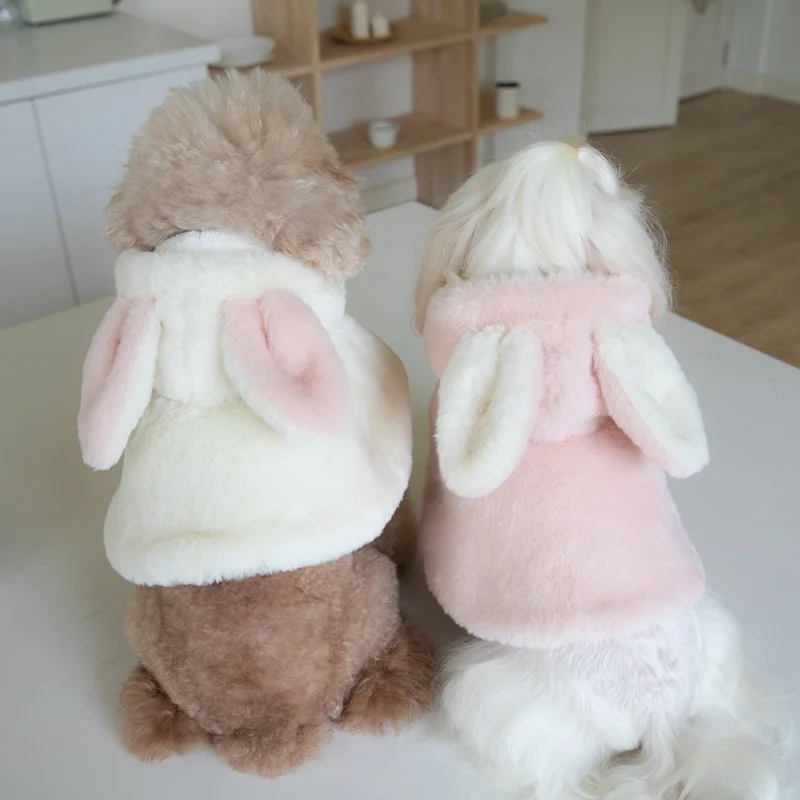 Ropa cálida de invierno para mascotas, abrigo de felpa de conejo, perro, exterior de Navidad, cortavientos de Año Nuevo, abrigo grueso de lana, regalo - imagen 3