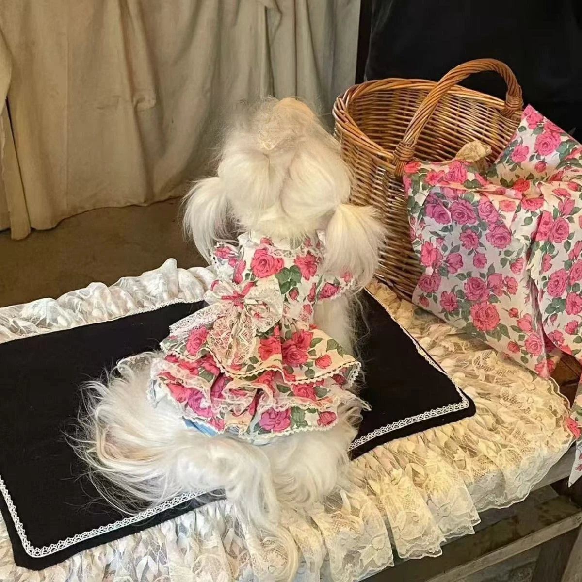 Vestido de princesa rosa para perro, camiseta sin mangas con múltiples pliegues, ropa para perro, gato, perro, Yorkshire, ropa de peluche para perros pequeños