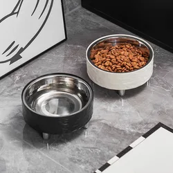 cuenco alto acero inoxidable con efecto agua para gatos y perros