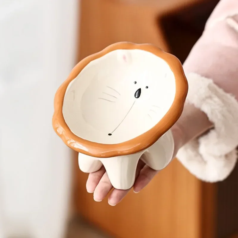 Cuencos de cerámica para gatos, bonitos platos para cachorros y gatitos, protectores de columna Cervical, cuencos de comida para mascotas, alimentador, contenedor de agua, vajilla para perros - imagen 2