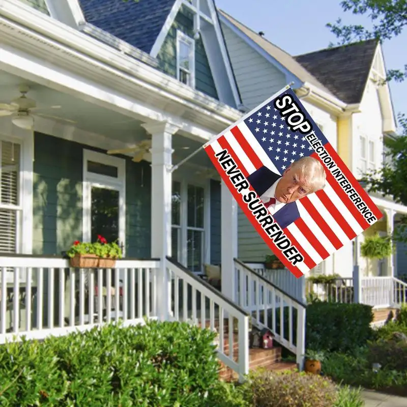 Bandera de Trump Mug Shot, nunca se rinda, doble cara, 3 capas, América, resistente a la decoloración, duradera, exterior, jardín - imagen 3
