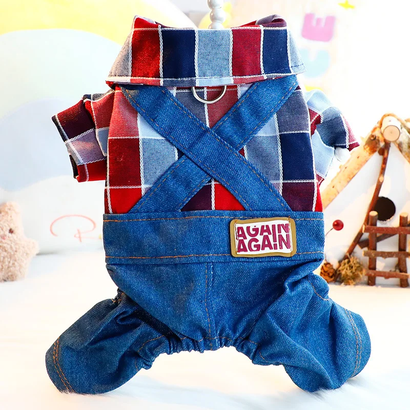 2025 Recién llegado, conjunto de camisa de mezclilla estilo vaquero con diseño de anillo en D para perros pequeños Teddy Be