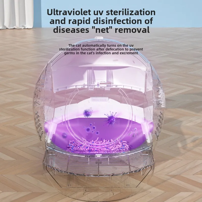 Caja de arena inteligente para gatos, tamaño grande, antiespegue, limpieza, esterilización UV, antisalpicaduras, inodoro para gatos, Control WIFI, suministros de limpieza para mascotas - imagen 3