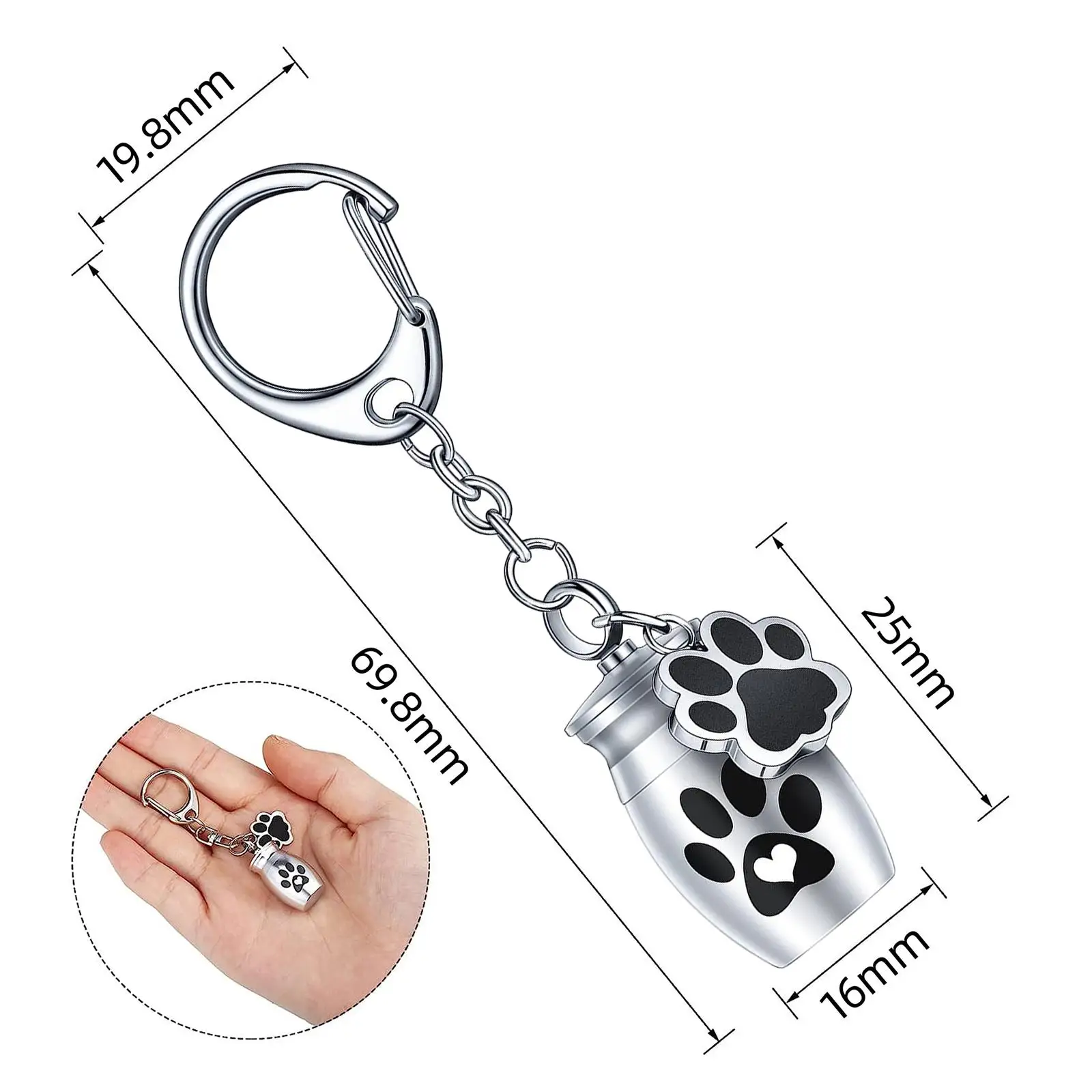 Aluminium Alloy Keychain Pet Urn Keep Precious Memories Lightweight for Funeral Memorials Pet Urn for Kitten Rabbit