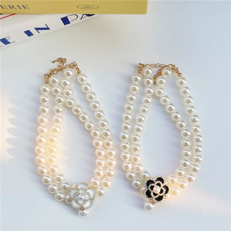 Collar de perlas para perro de gama alta, babero, muñeca, Collar decorativo para gato maltés y perro, bufandas para mascotas, corbata, accesorio para mascotas - imagen 4