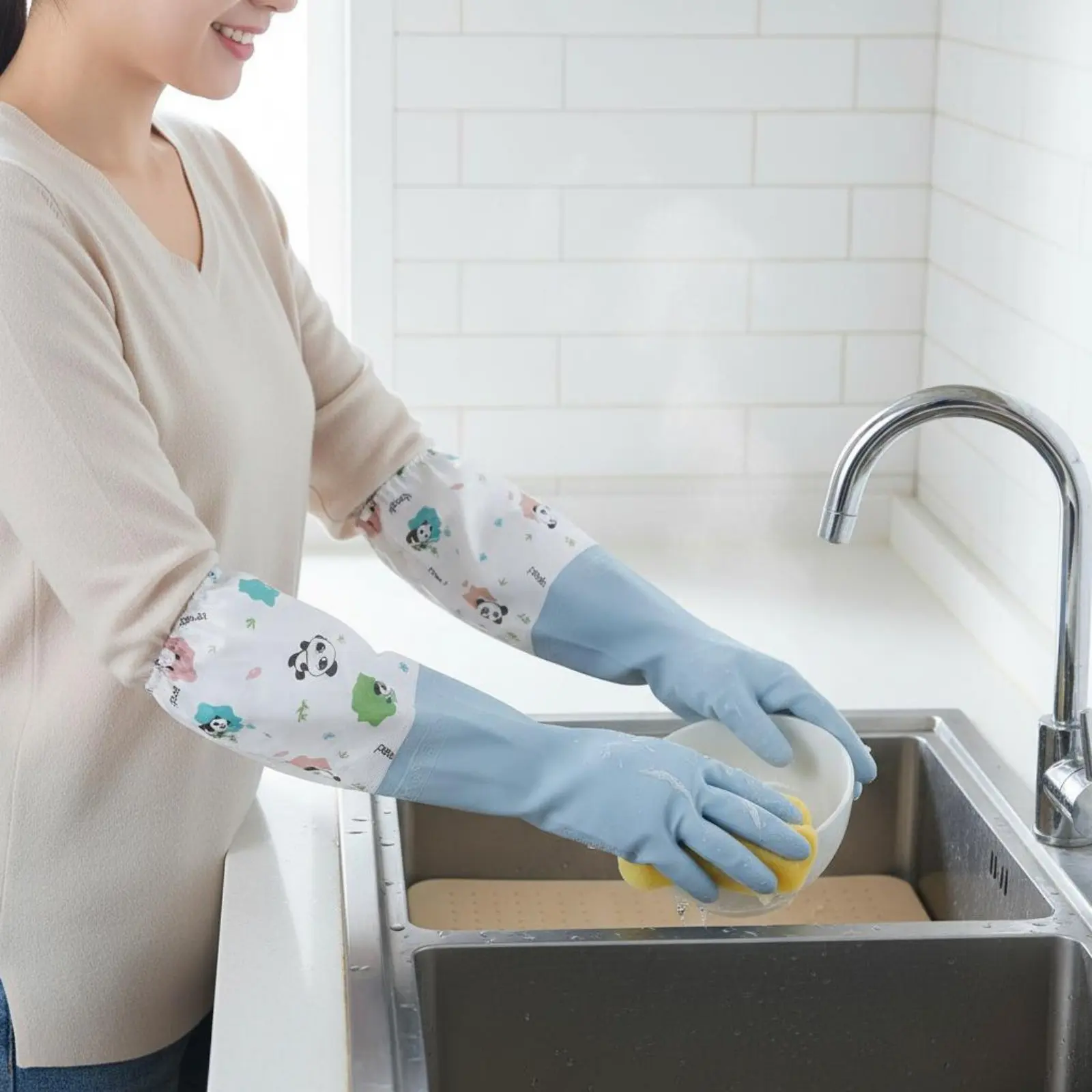 Guantes largos impermeables para bañar perros y gatos - imagen 3