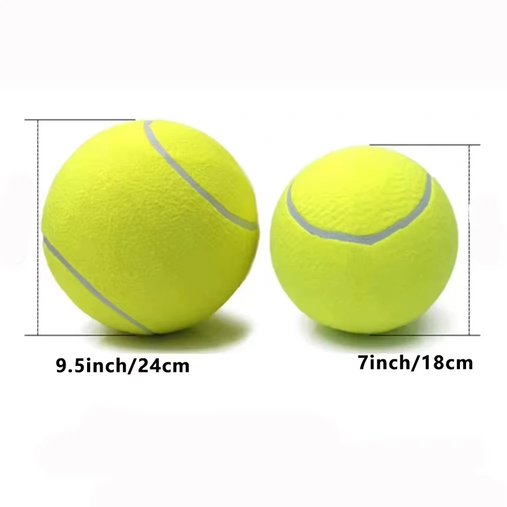 Pelota de tenis gigante de 7/9,5 pulgadas, juguete inflable para mascotas, pelota de entrenamiento para perros, pelota de tenis grande de 24cm con bomba de aire, juguetes interactivos para perros - imagen 3