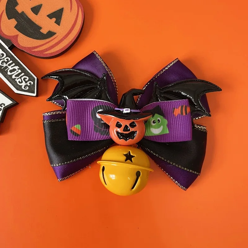 Nuevo divertido pajarita de Halloween, Collar de campana, adorno de lazo para perro y gato, regalos de vacaciones, productos para mascotas - imagen 5