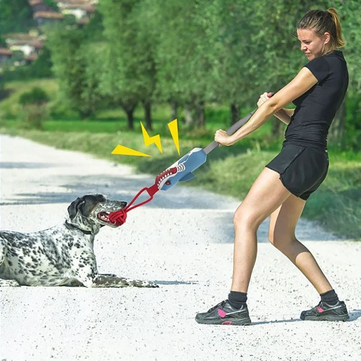 Juguete interactivo para tirar de nudos al aire libre para perros, juego de ejercicio masticable, cuerda para tirar de tocones de árboles divertidos, efecto de sonido - imagen 2