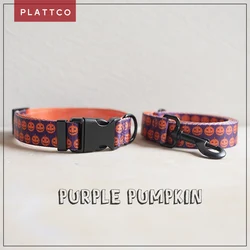 PLATTCO-collar para perro extraíble, conjunto de correa, calabaza púrpura, collar ajustable de poliéster para mascotas, lazo para perros pequeños y grandes, 5 tamaños PDC337