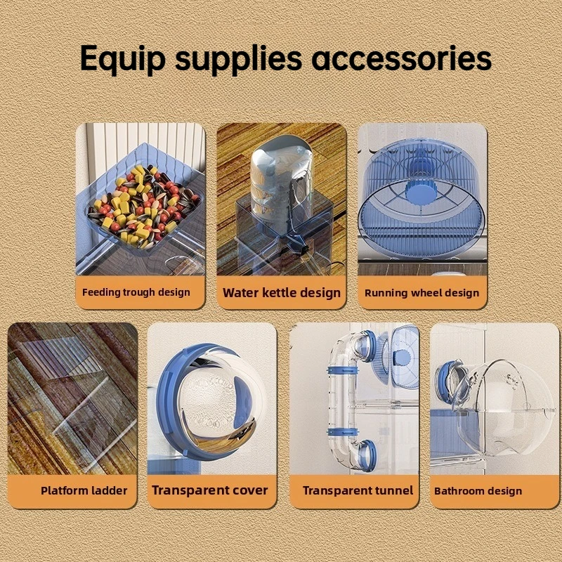 Jaula para hámster, Villa de lujo, hámster sirio, casa espacial grande para mascotas pequeñas, nido transparente acrílico, productos para mascotas, accesorios - imagen 5