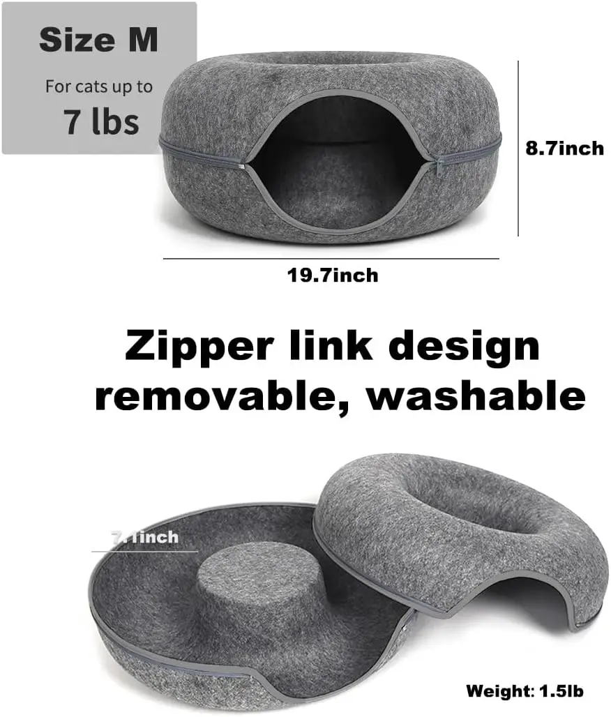 Túnel interactivo Donut para gatos – juguete y cama doble uso - imagen 4