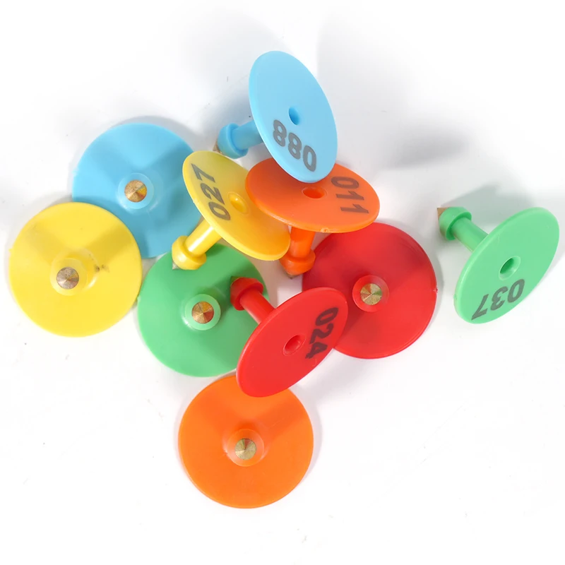 100 Uds cerdo oveja conejo ganado oreja etiqueta signos escritura láser cabeza de cobre pendientes ganado etiqueta tarjeta de identificación de animales de granja - imagen 5